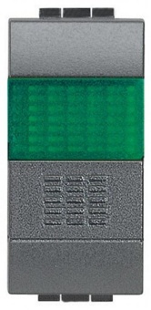 BT LL Антрацит Кнопка 10А, 1P-NО + индикатор с зелёным рассеивателем